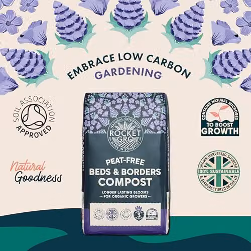 RocketGro Beds and Borders Peat-Free Compost, 40L, Organic and Chemical-Free Nutrient-Rich Potting Soil for Perennials, Evergreens and Shrubs – 2