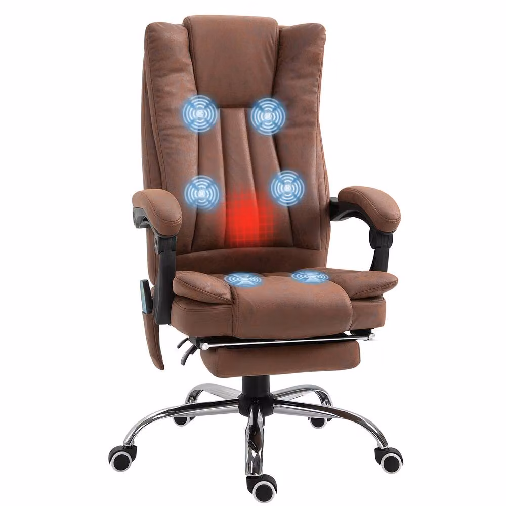 STILVORA Brown Executive Office Chair with Massage, Heat and Footrest – 4