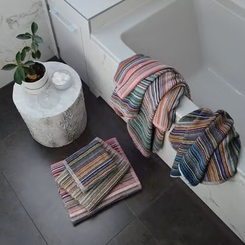 Odyssey 2 x Recycled Cotton Hand Towel Set, Multicolour Striped, 400GSM, W: 50 cm, H: 80 cm – 3