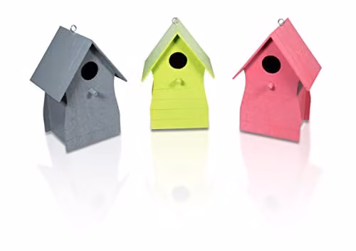 St Helens Home & Garden Multicolour Wood Bird House Nesting Box Set of 3 – 2