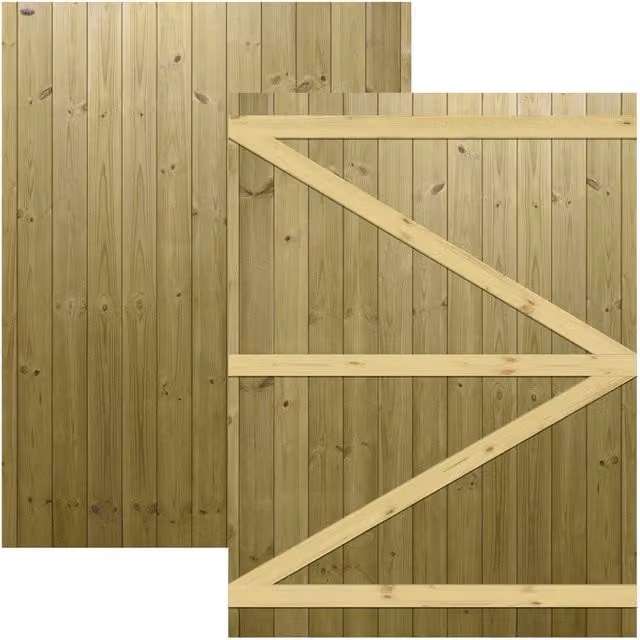 Premier Garden Supplies Interlocked Tongue Groove Pathway Semi-Braced Flat Top Pedestrian Garden Gate, Pressure Treated Wood, Height: 135 cm