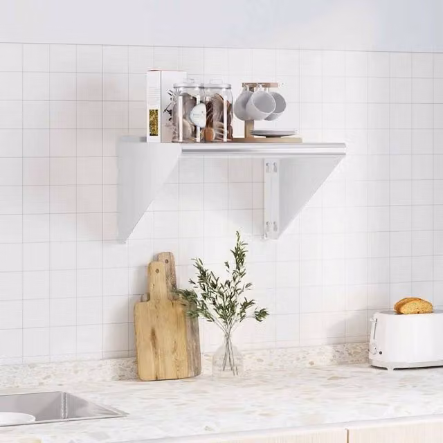 Berkfield Home Wall Mounted Metal Shelf in Silver, W: 50 cm, H: 45 cm, D: 31 cm