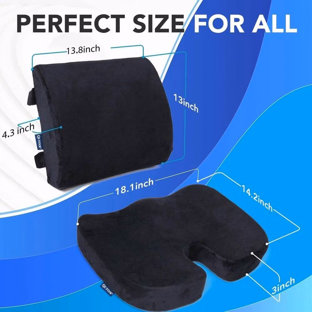 KORVIXA Memory Foam Contoured Back Support Cushion in Black, W: 120 cm, H: 90 cm – 2