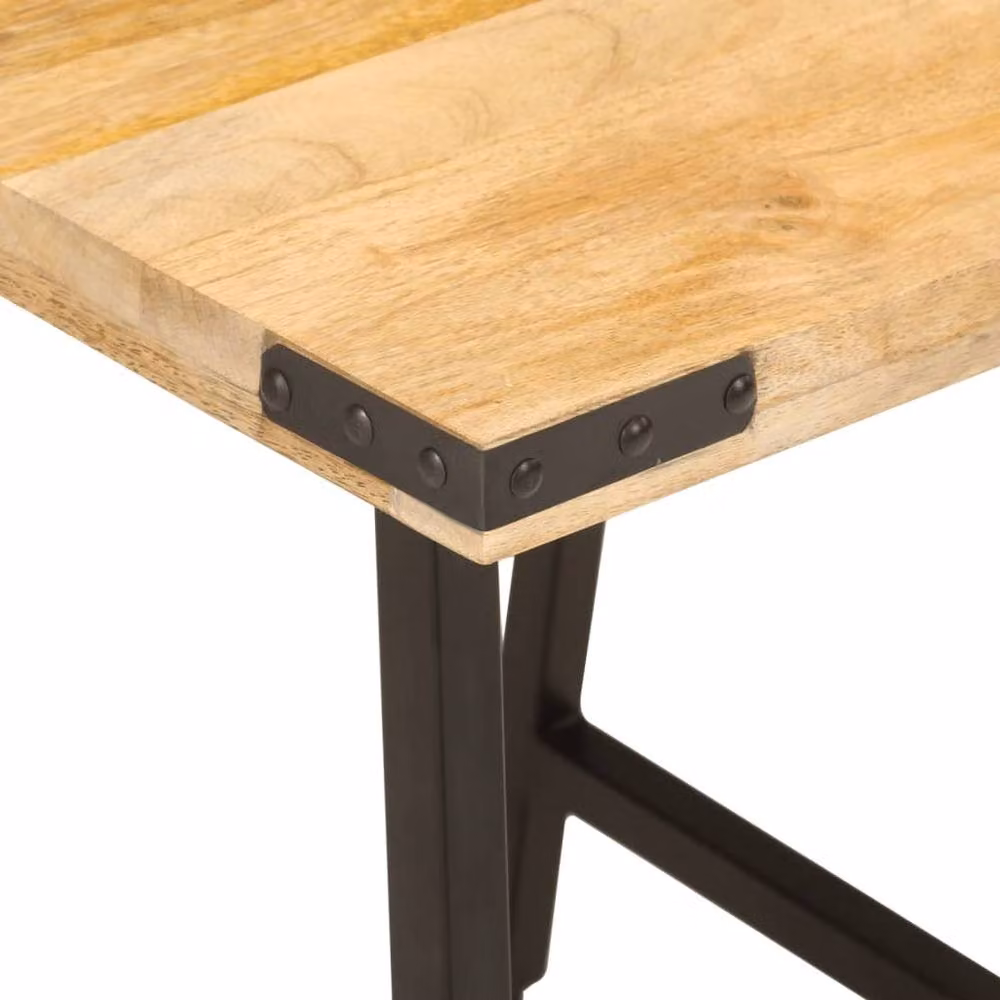 Berkfield Home Industrial Side Table in Brown Mango Wood and Iron, W/D/H: 45 x 45 x 50 cm – 4