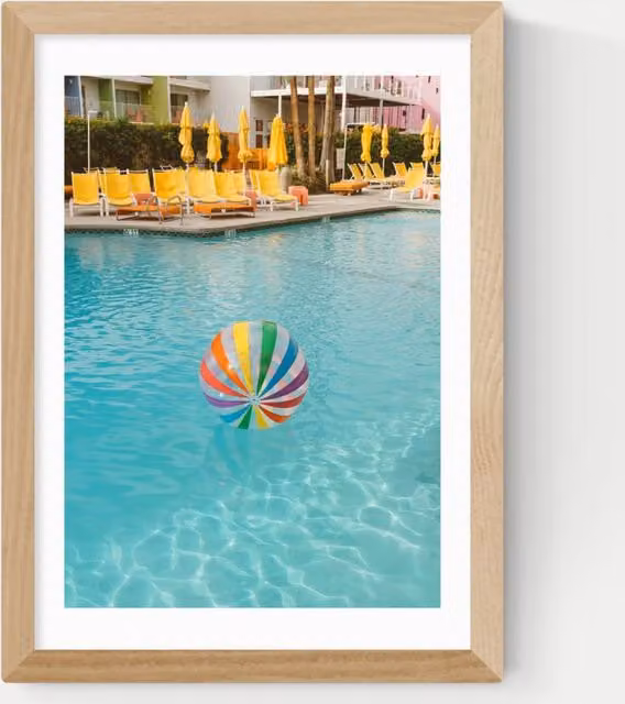 East End Prints Palm Springs Pool Day Framed Art in Multicolour and Sand