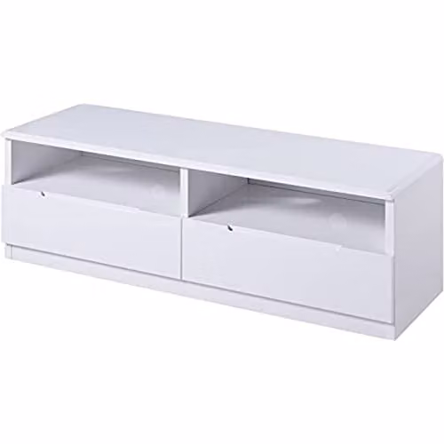 Julian Bowen Manhattan White High Gloss 2 Drawer Media Unit W/D/H: 130 x 40 x 45 cm