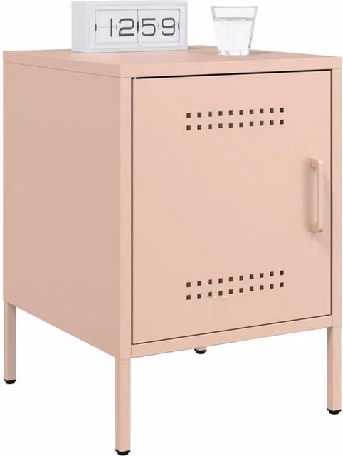 Berkfield Home Durable Metal Bedside Cabinets, 2 Pack, Pink, W/D/H: 36 x 39 x 50.5 cm