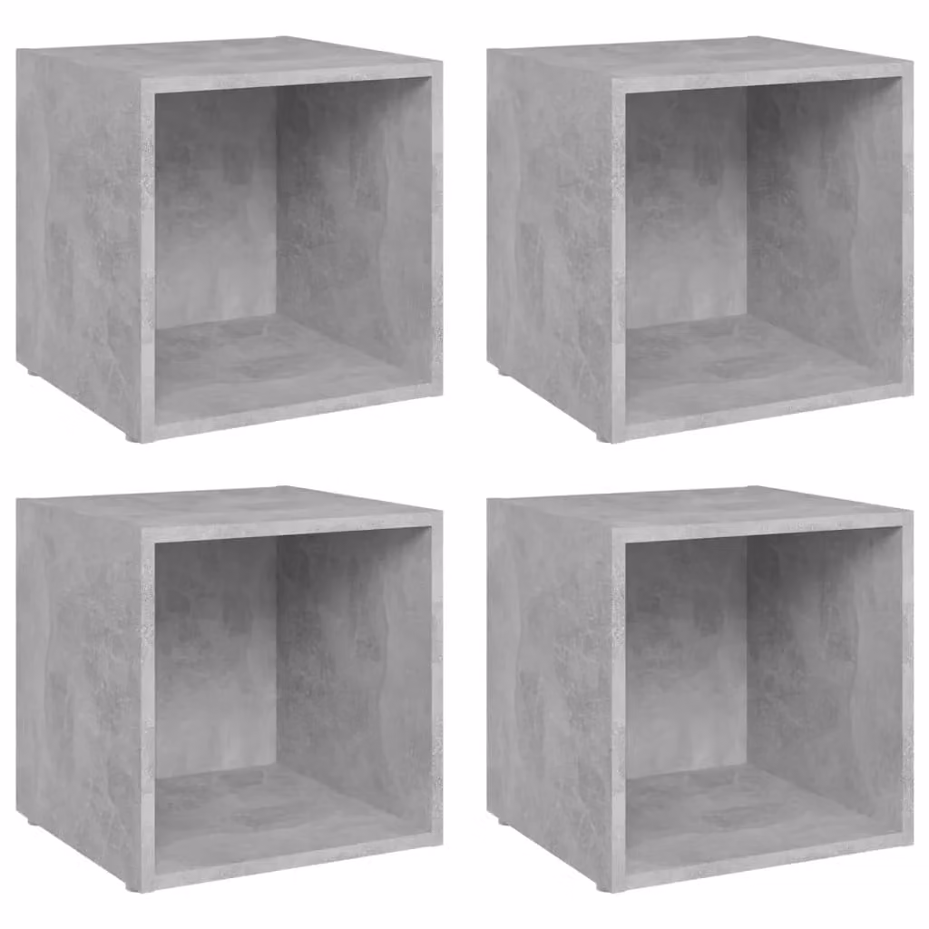 Berkfield Home Set of 4 TV Cabinets in Concrete Grey, Engineered Wood, W/D/H: 37 x 35 x 37 cm – 2