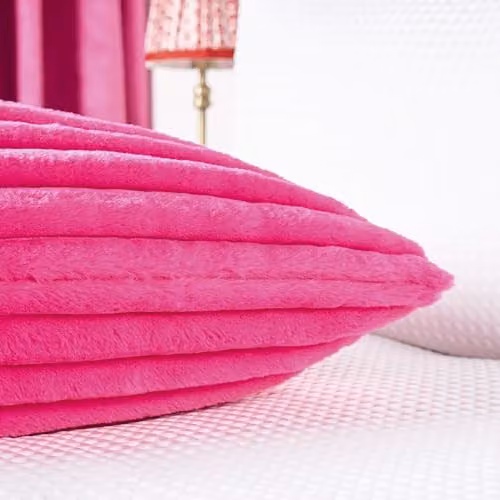 OHS Ribbed Faux Fur Bolster Cushion in Pink, W/D/H: 125 x 45 x 45 cm – 3
