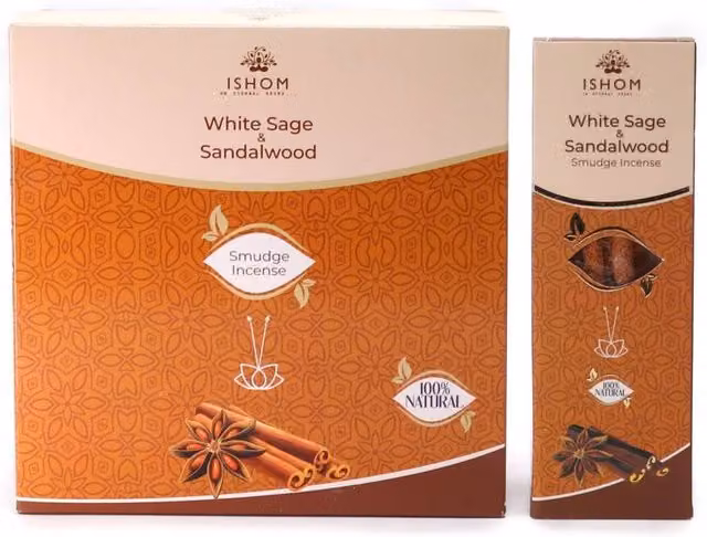 KDMD Ishom Smudge Incense Sticks White Sage and Sandalwood in Brown