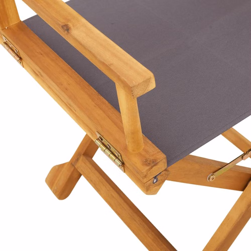 Berkfield Home 4 Piece Folding Garden Chairs in Dark Grey Fabric and Oiled Acacia Wood – 4