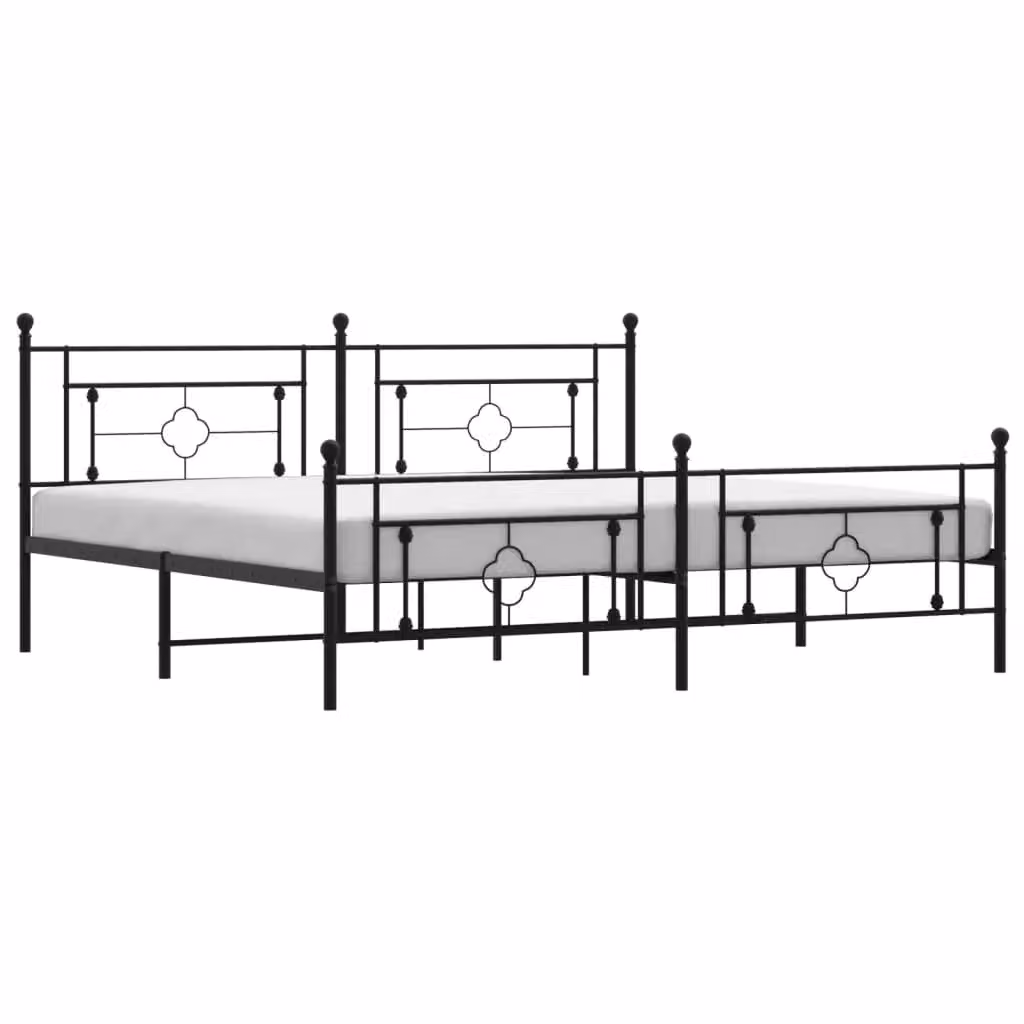 Berkfield Home Metal Bed Frame with Footboard, Black, 193 x 203 cm – 2