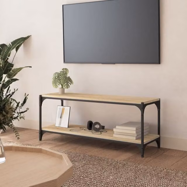 Berkfield Home Sonoma Oak TV Cabinet in Brown, W/D/H: 100 x 33 x 41 cm – 1