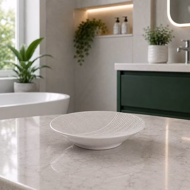 Showerdrape Ripple Textured Soap Dish in White