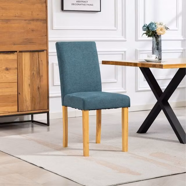 Artemis Home Set of 2 Classic Fabric Dining Chairs in Petrol Blue