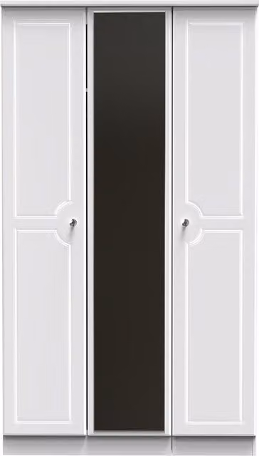 Ready Assembled 2 U Stratford Tall Triple Mirror Wardrobe in White Glossy Finish – 1