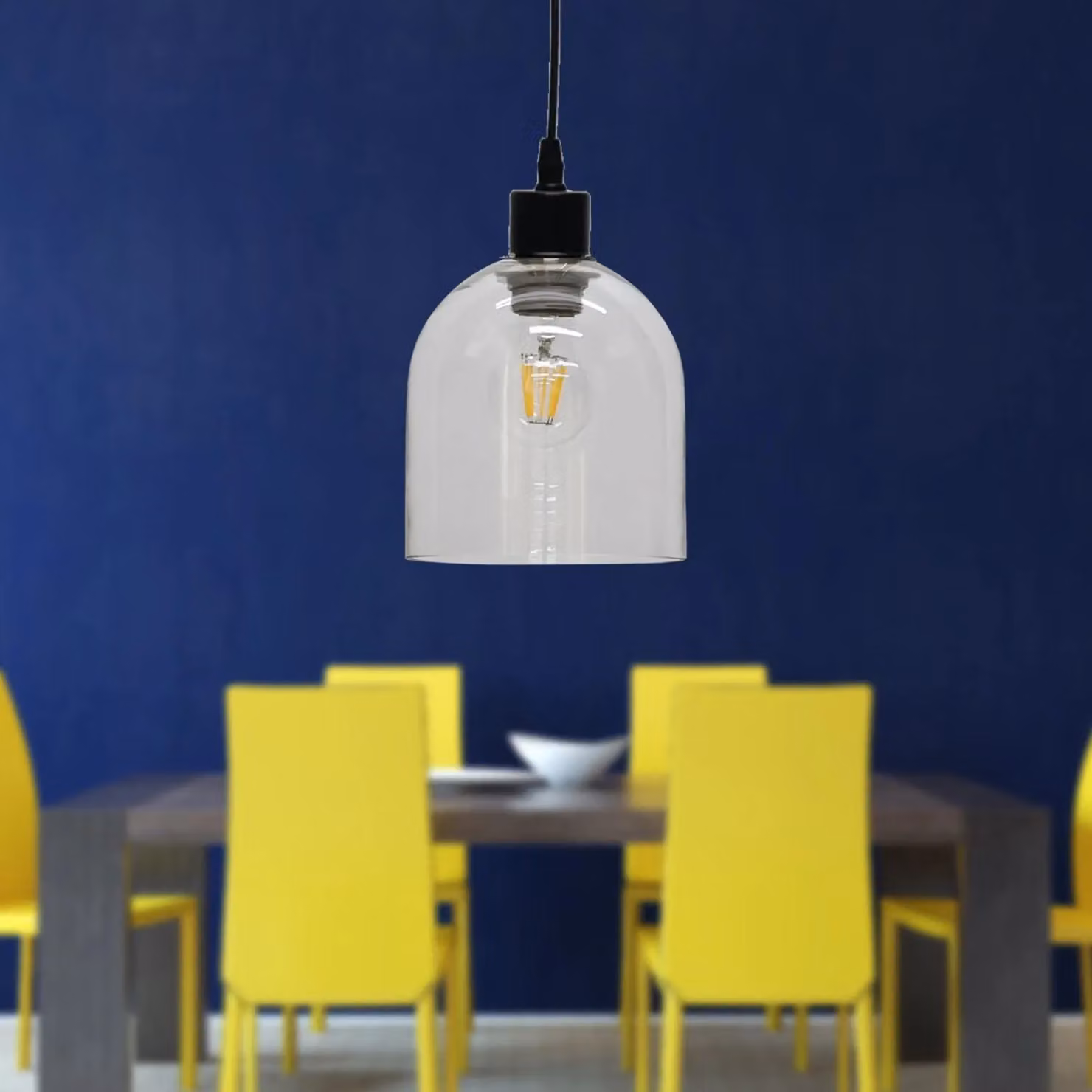 First Choice Lighting Belten Transparent Glass Cloche Pendant Light with Black Fitting – 3