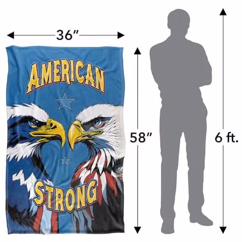 JQ Licensing James Piazza American Strong Eagles Silky Touch Super Soft Fleece Throw Blanket, Multicolour, W/D/H: 91 x 147 cm – 2