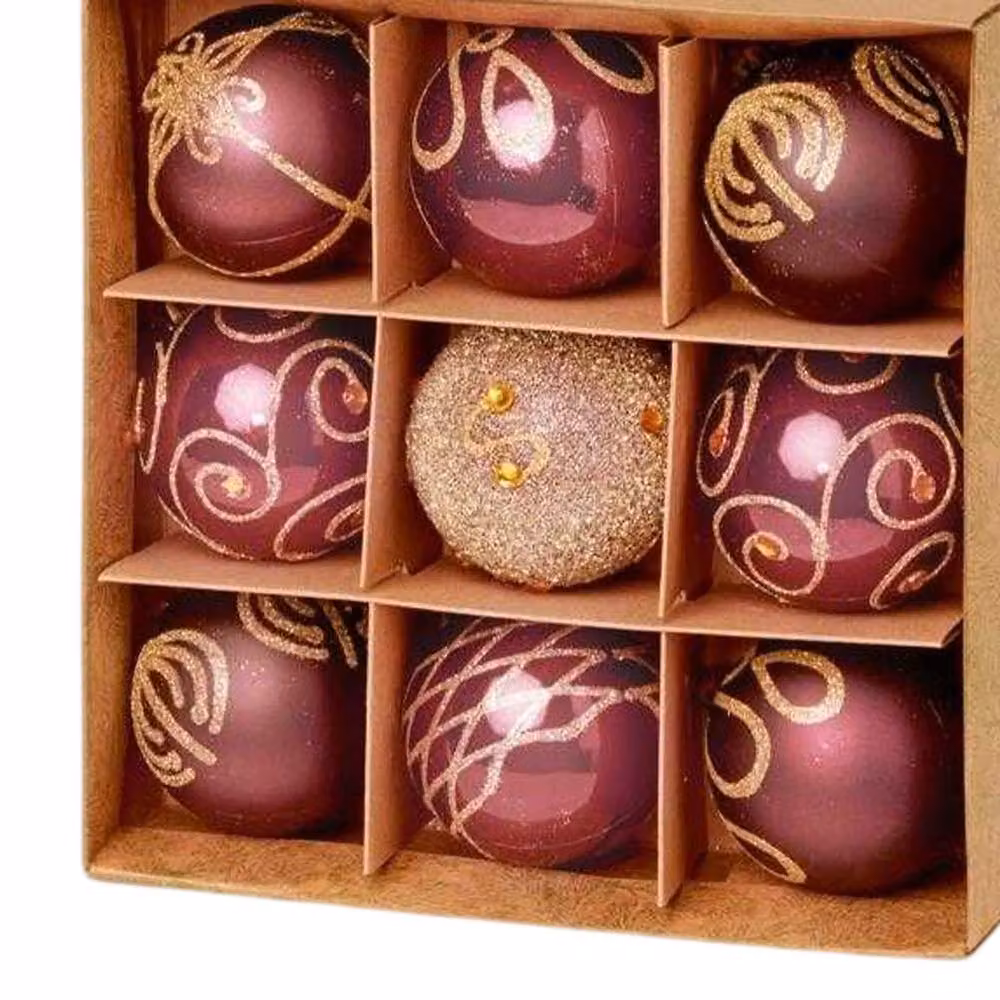 Premier Pack of 9 Abstract Purple Christmas Baubles – 2
