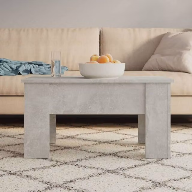 Berkfield Home Modern Rectangular Coffee Table in Concrete Grey, W: 79 cm, D: 49 cm, H: 41 cm – 1