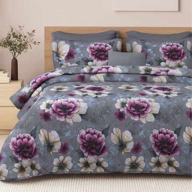 Velosso Grey Diamond Cotton 2.5 Tog Breathable Summer Duvet and Pillowcase Set
