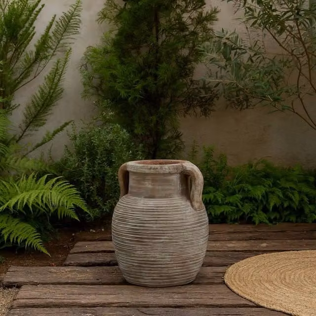 Wyld Haus Meadowhaze Stoneware Amphora Vase in Soft Brown with Handles – 1