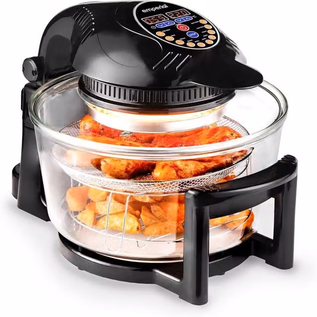 Emperial Digital Halogen Oven and Air Fryer with Timer and Accessories, 17L, Black