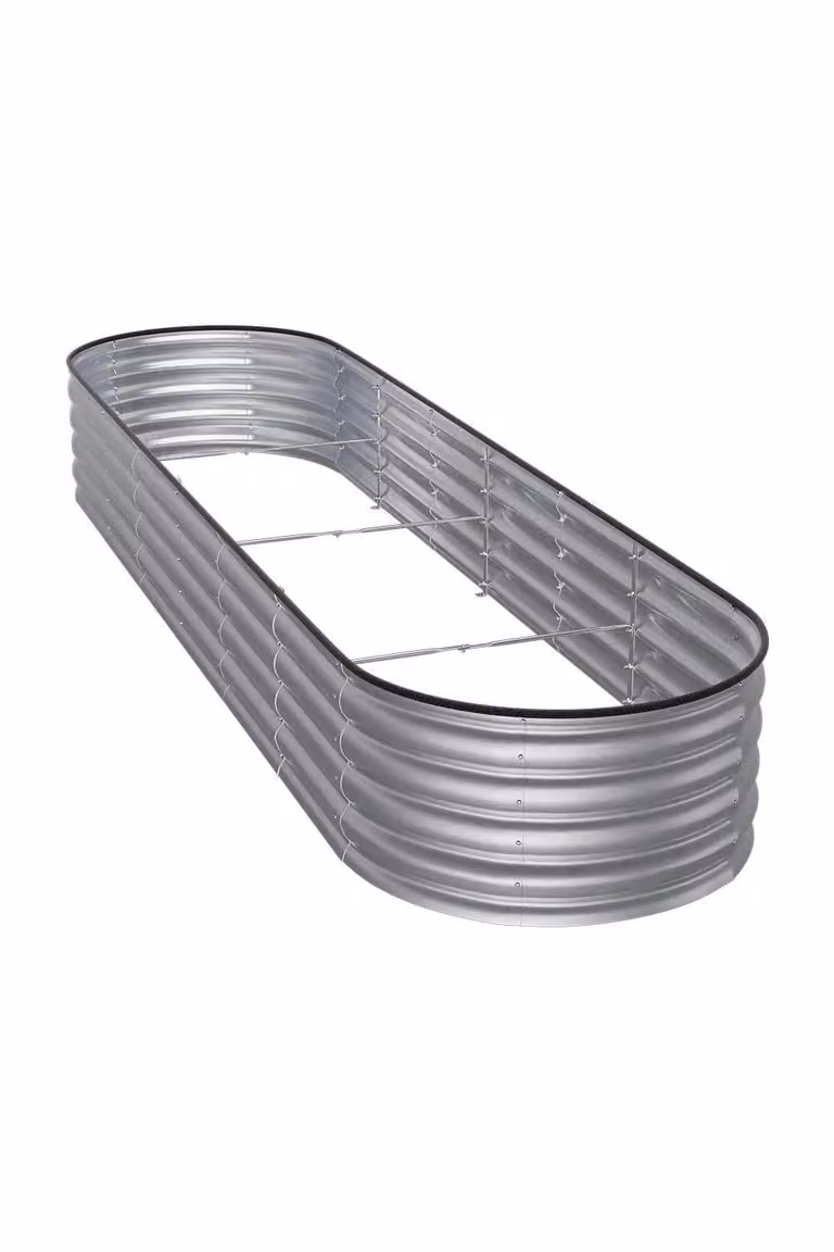 Garden Sanctuary Silver Metal Round Raised Garden Bed for Flowers and Plants, W: 80 cm, D: 42 cm