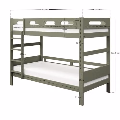 Flair Furnishings Elijah Detachable Wooden Bunk Bed in Green, W/D/H: 200 x 90 x 195 cm – 4