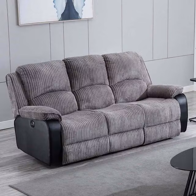 More4Homes Postana 3 Seater Electric High Back Jumbo Cord Fabric Recliner Sofa in Grey – 1