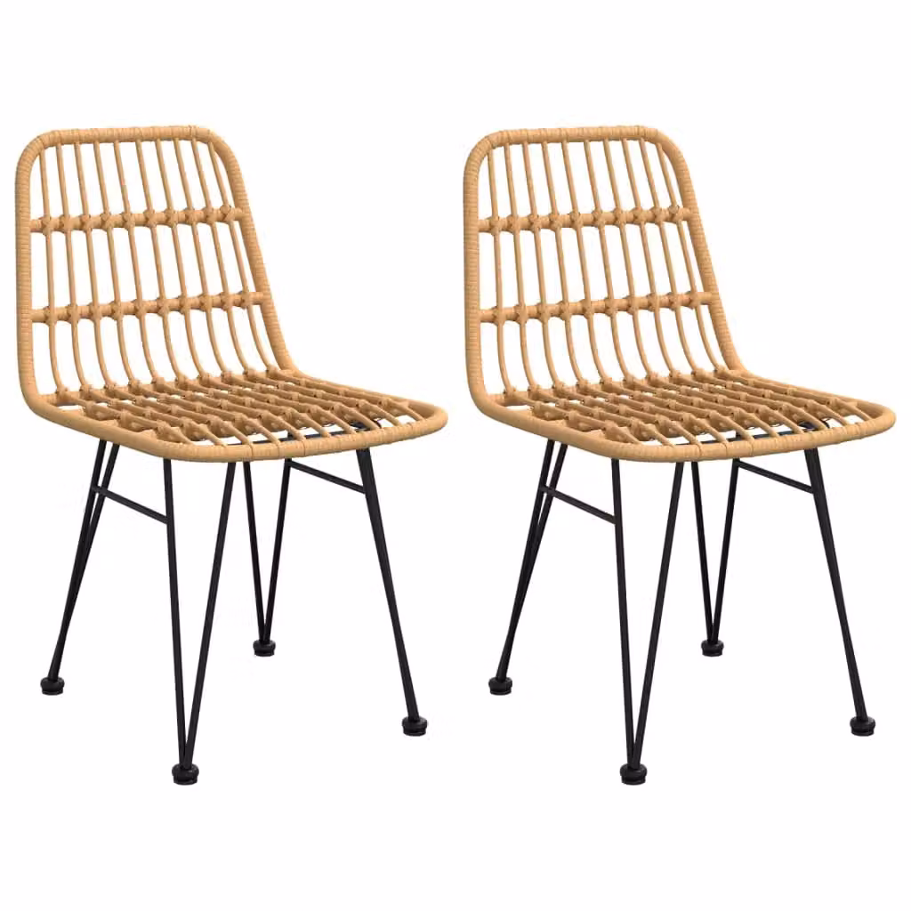 Berkfield Home Set of 2 Brown PE Rattan Garden Chairs, W/D/H: 48 x 62 x 84 cm – 2