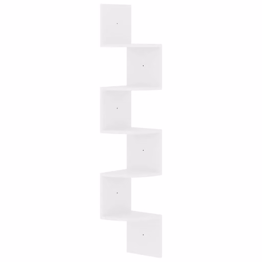 Berkfield Home Wall Mounted Corner Shelf in High Gloss White, W/D/H: 19 x 19 x 123 cm – 2