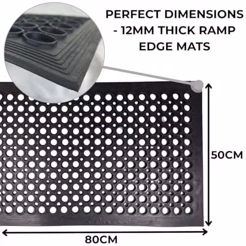 Ark Mat Heavy Duty Non-Slip Rubber Door Mat in Black, W: 80 cm, D: 50 cm – 2