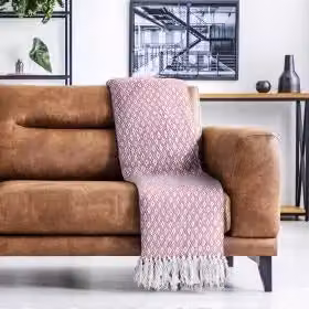 New Edge Blinds Stockholm Collection Cotton Throw in Pink, W: 228 cm, D: 254 cm – 2