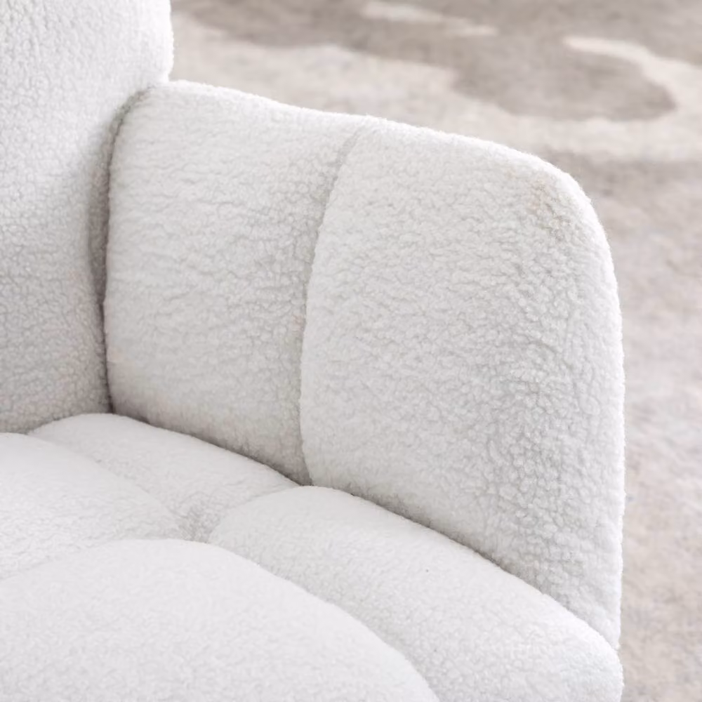 Direct Wicker White Teddy Bouclé Fabric Tufted Upholstered Rocking Chair with Armrests – 2
