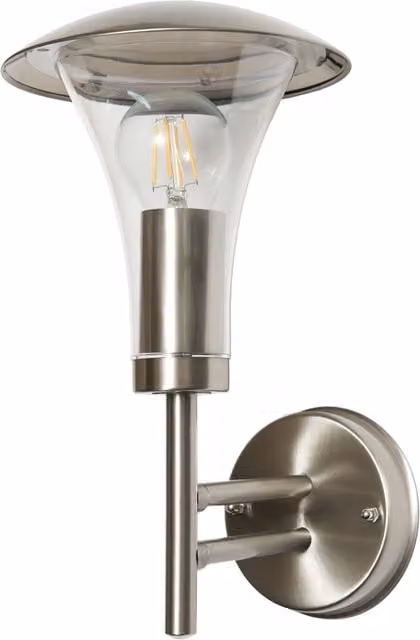 Eglo Litecraft Modern Silver Stainless Steel Outdoor Fluted Wall Lantern