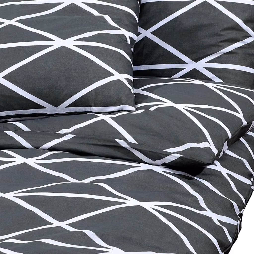 Berkfield Home Grey Cotton Duvet Cover and Pillowcase Set, W: 140 cm, L: 200 cm – 3