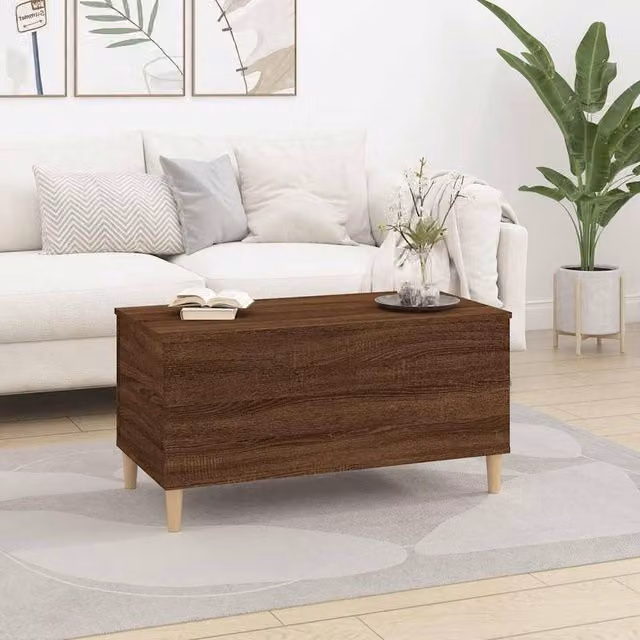 Berkfield Home Brown Oak Decorative Coffee Table with Lift Mechanism, W: 90 cm, D: 44.5 cm, H: 45 cm – 1