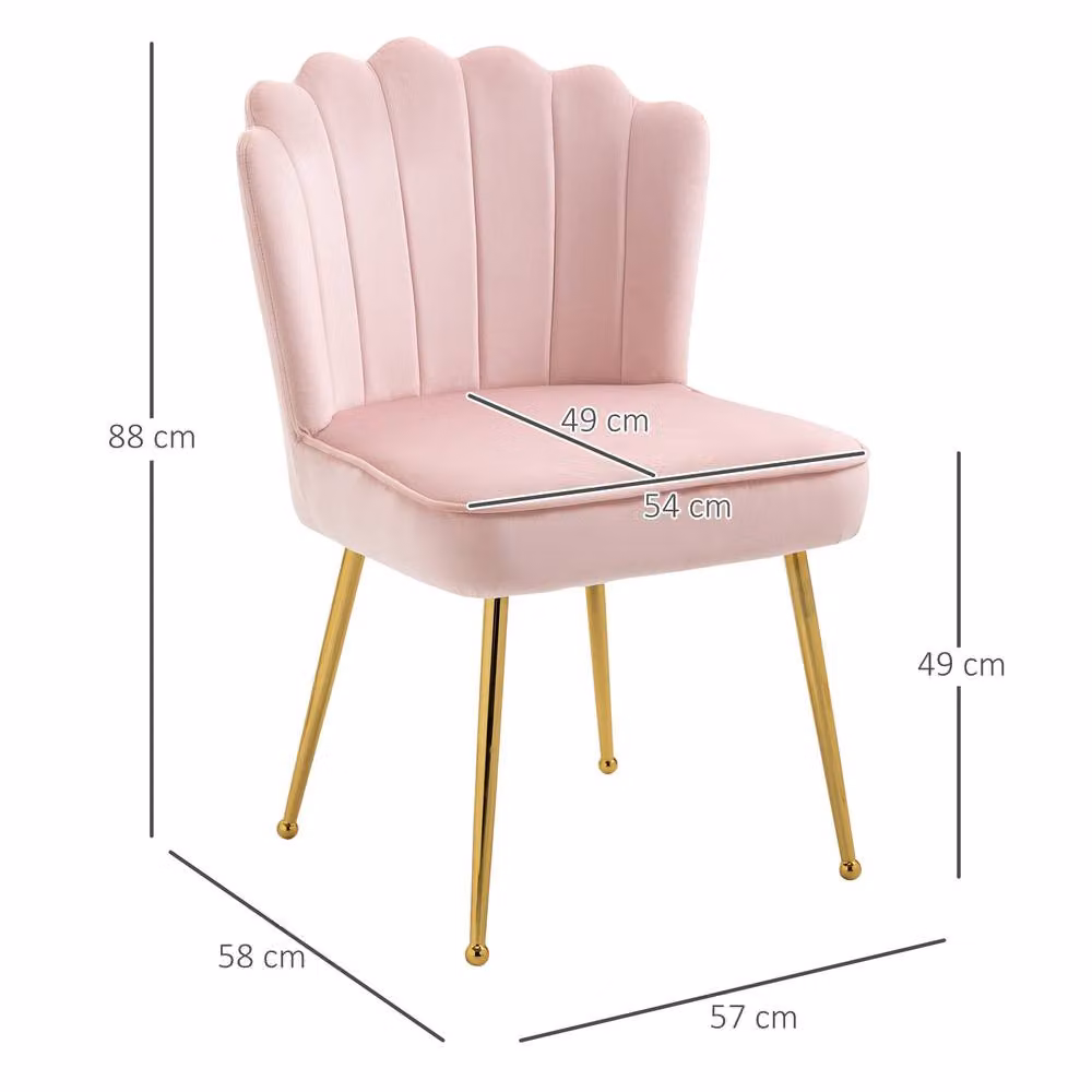 STILVORA Pink Velvet Shell Accent Chair with Gold Metal Legs – 2