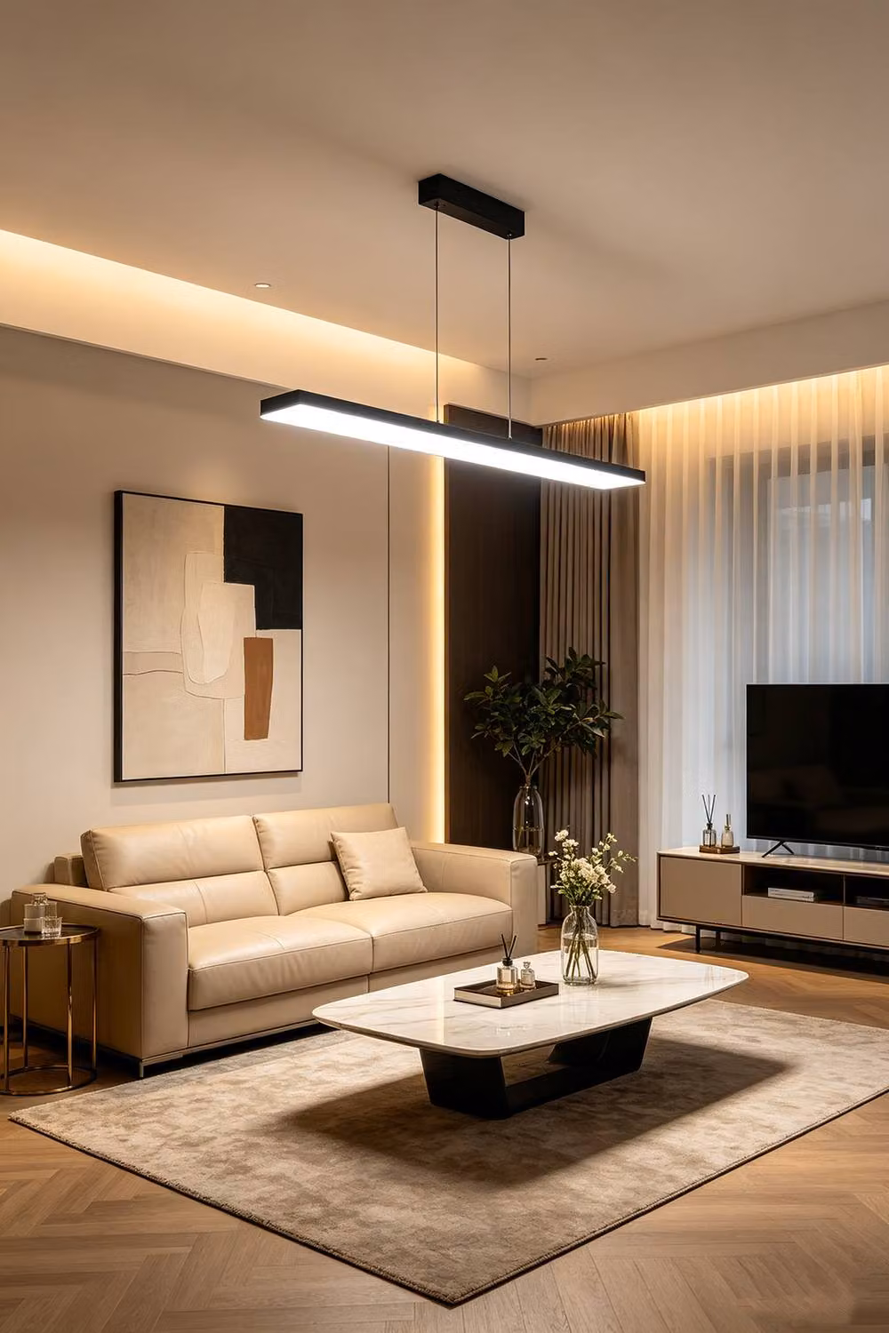 Living and Home Modern LED Ceiling Chandelier with Remote Control, Dimmable Timer and CCT in Black – 2