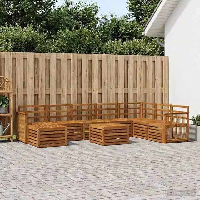 Berkfield Home 7 Piece Outdoor Sofa Set in Brown Solid Acacia Wood