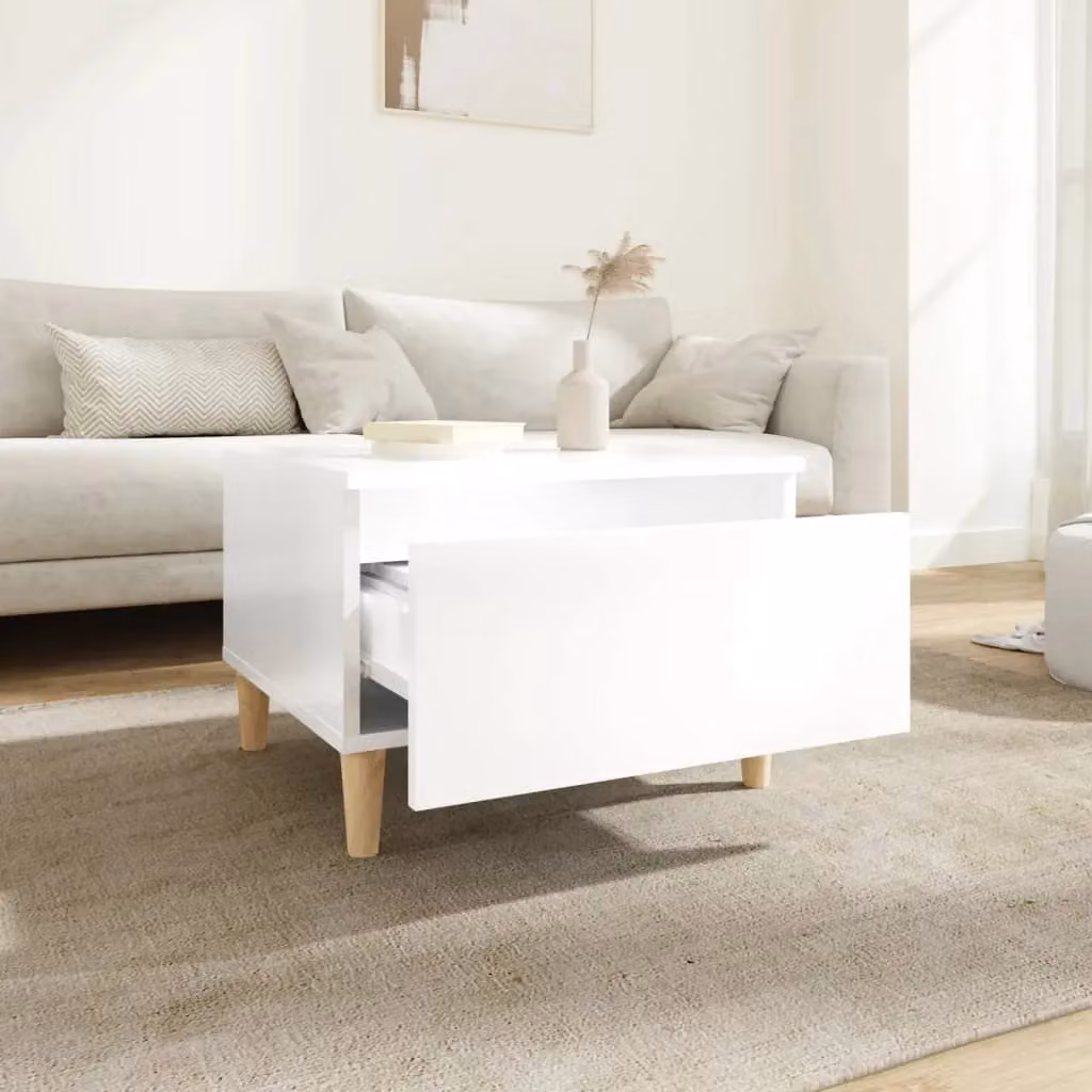 Berkfield Home Set of 2 High Gloss White Side Tables, W/D/H: 50 x 46 x 35 cm – 2
