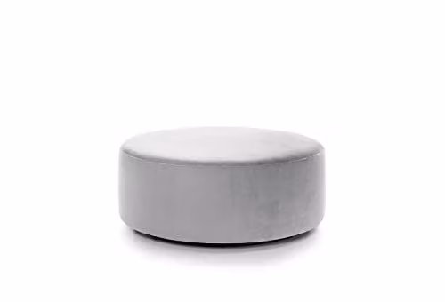 Abakus Direct Solero Cylindrical Velvet Swivel Footstool, Grey, Diameter: 100 cm, Height: 40 cm