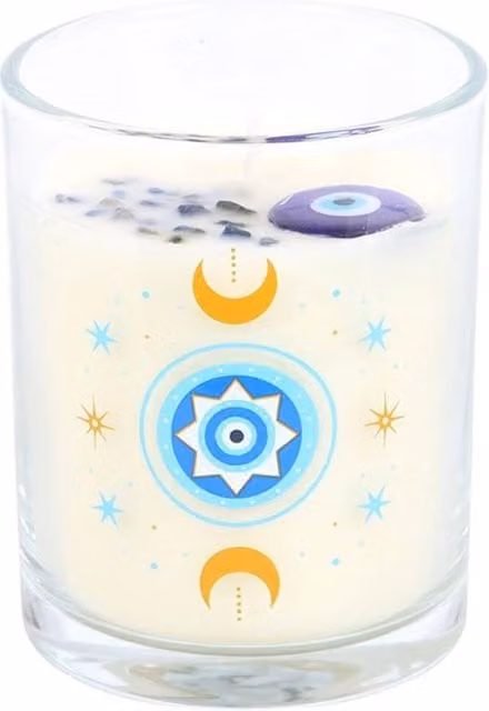 Something Different Under Watchful Eyes White Rose Votive Candle in Blue and White