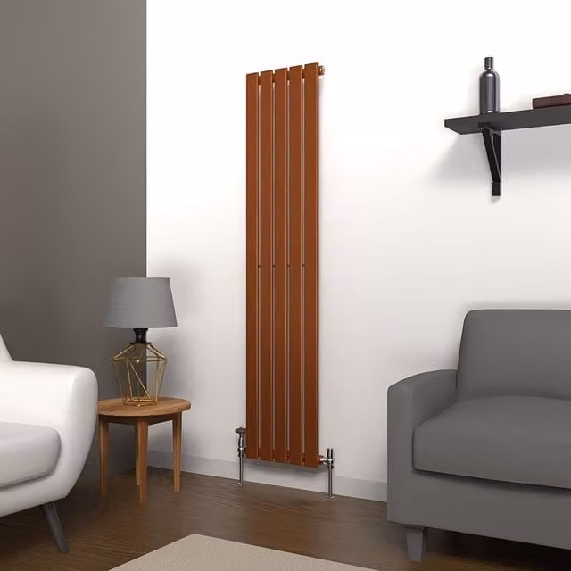 Lux Heat Flat Coloured Vertical Steel Radiator in Bronze, Brown or Orange, H: 160 cm, W: 35 cm