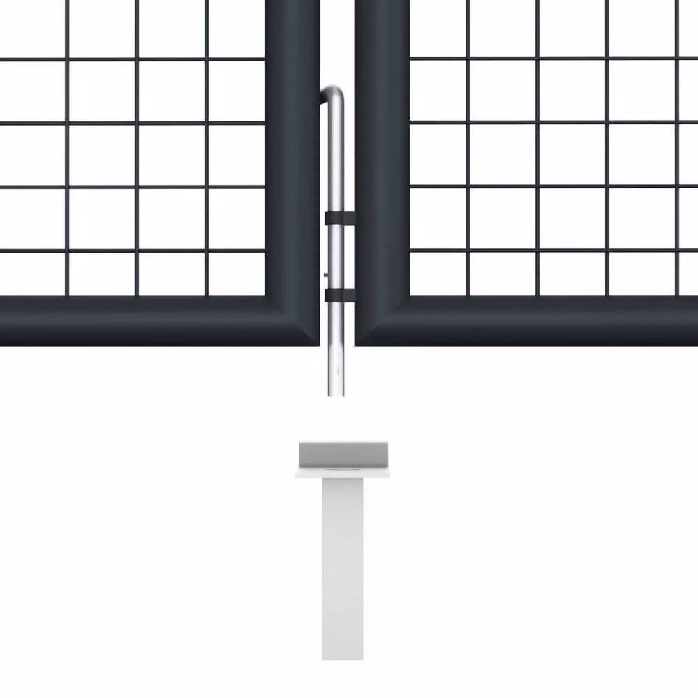 Berkfield Home Grey Galvanised Steel Mesh Single Swing Garden Gate, W: 400 cm, H: 125 cm – 4