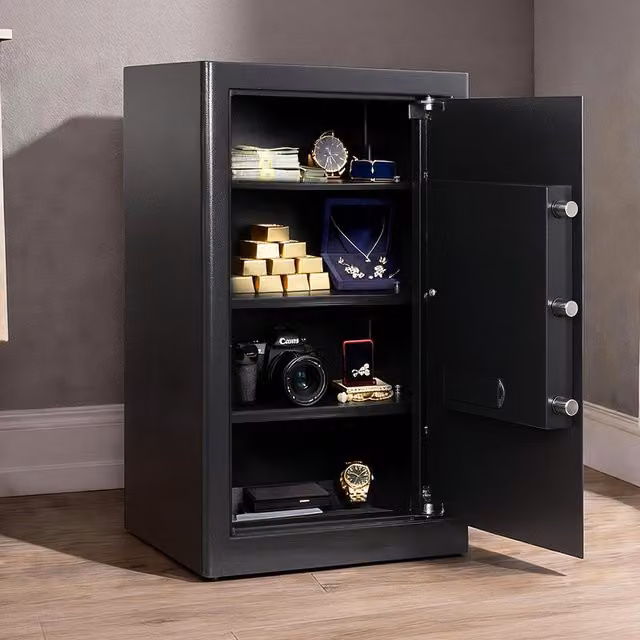 Levede Fireproof Security Safe with Electronic Digital Lock, 85L, Black, W/D/H: 38.0 x 38.0 x 65.0 cm