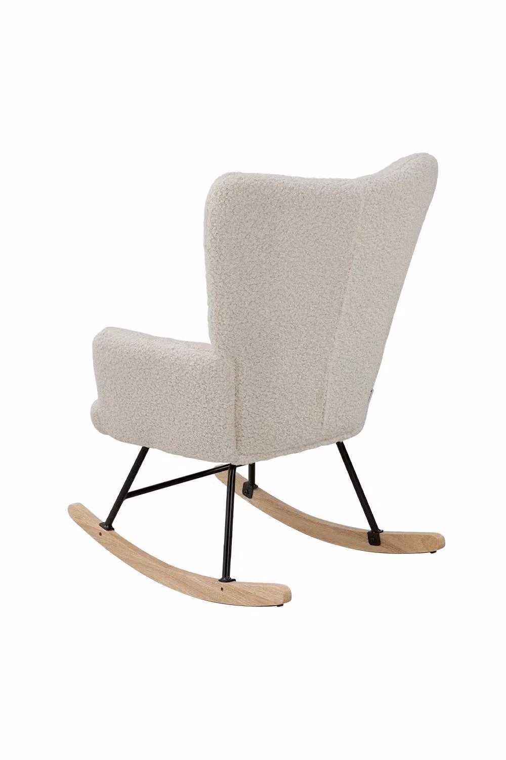 H&O Direct Luxury White Bouclé Upholstered Rocking Chair with Armrests and Integrated Pocket – 2