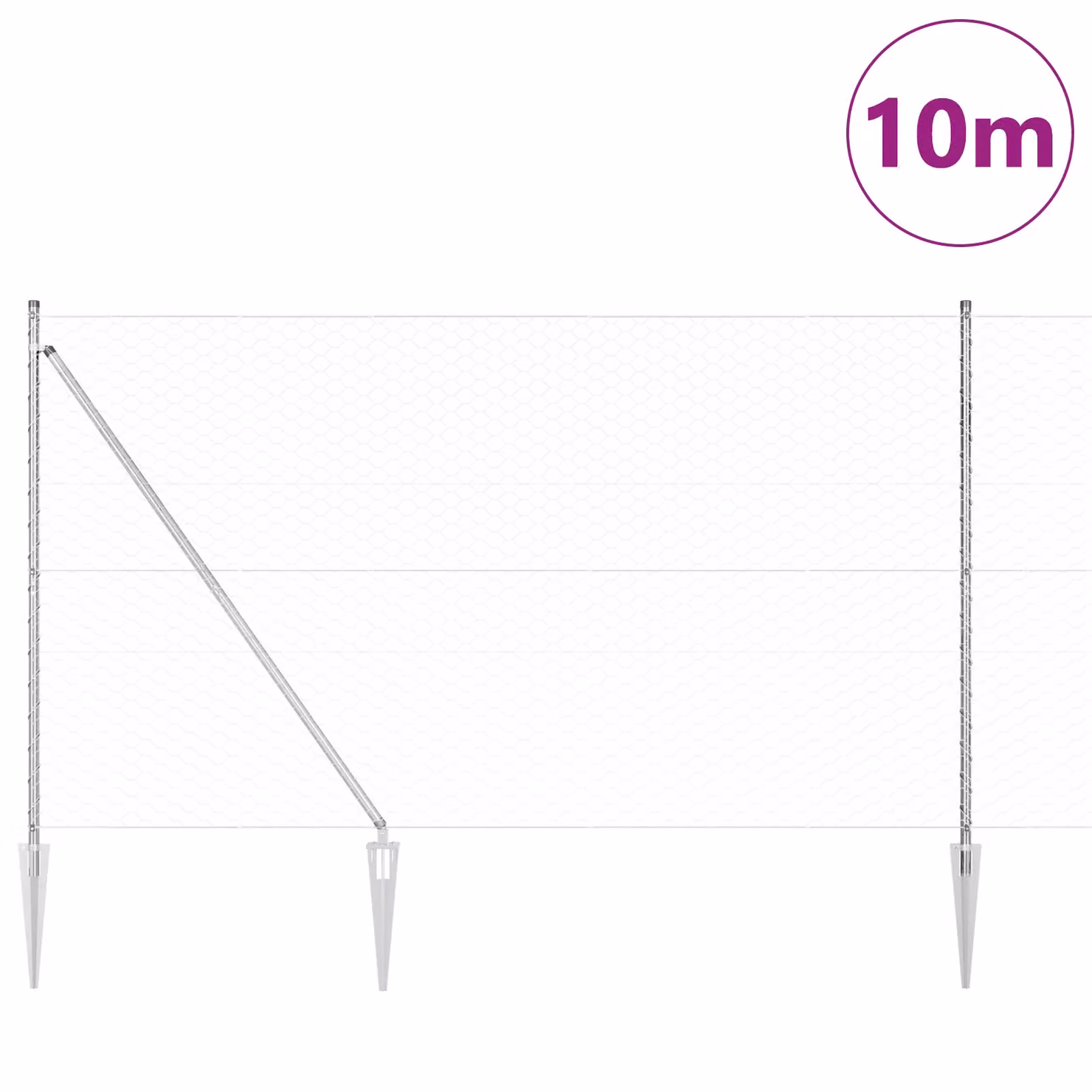 Berkfield Home Hexagon Fence, Galvanised Steel, Silver/Grey, H: 160 cm x W: 10 m – 2