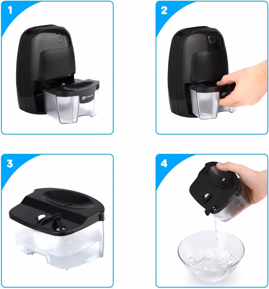 PureMate Compact and Portable Mini Dehumidifier, 600ml, Black – 3